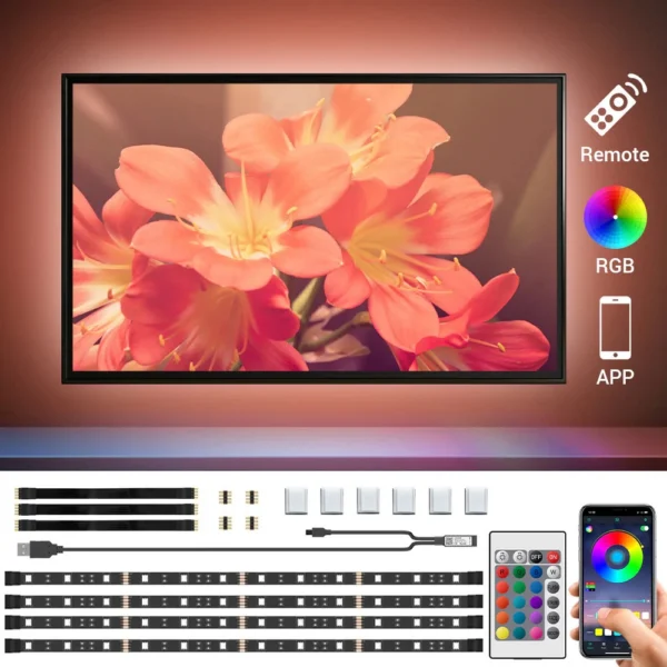 Banda LED TV RGB Ustellar, Smart, USB, Telecomanda, 2 m, LED 5050, 60 Leduri - imagine 10