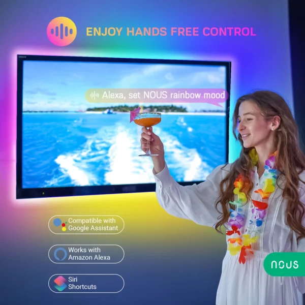 Banda LED TV RGBIC Nous F9, Smart, Wifi, alimentare USB, 2 m, LED 5050 - imagine 4