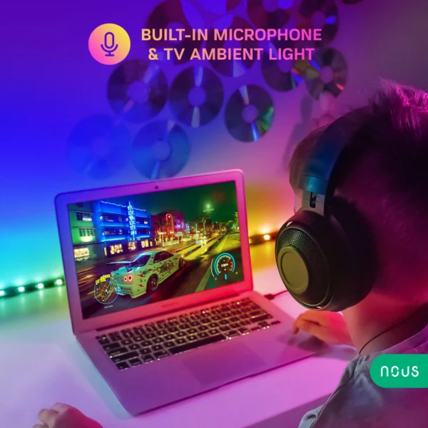 Banda LED TV RGBIC Nous F9, Smart, Wifi, alimentare USB, 2 m, LED 5050 - imagine 7