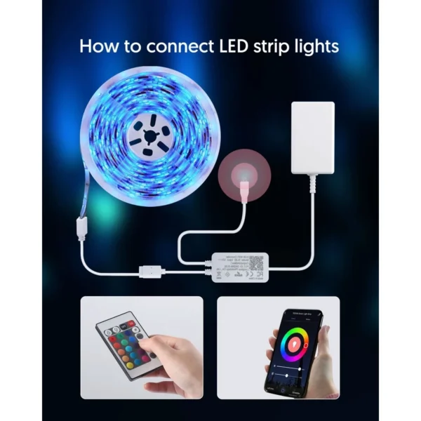 Banda LED Teckin SL02, 5M RGB, 18W, Sincronizare Muzica, Smart, Wifi, Smart Life, Telecomanda, Alexa, Google Assistant - imagine 6