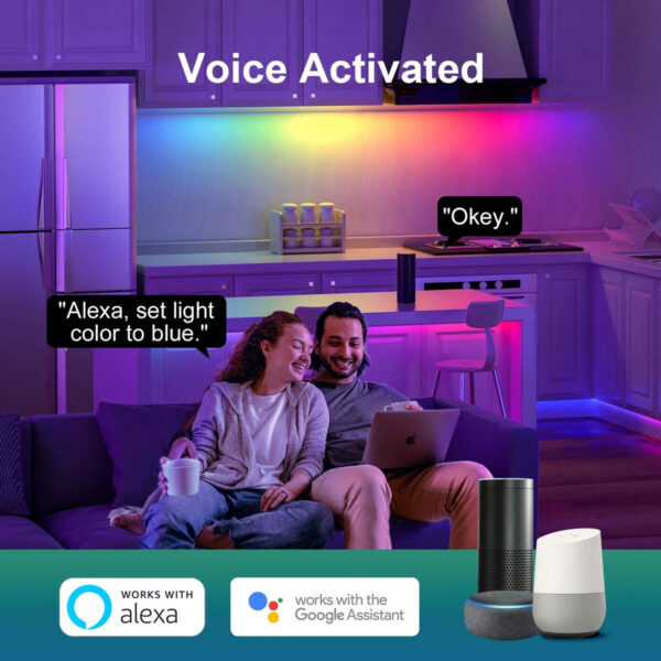 Banda LED Ustellar 12m RGBIC, Sincronizare Muzica, Smart, Wifi, Telecomanda, Alexa, Google Assistant - imagine 3