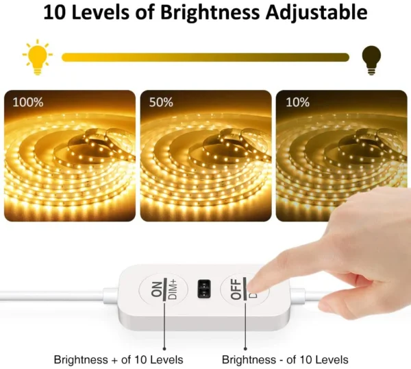 Banda LED Ustellar 12m, 720 Leduri, Senzor de miscare, Lumina alb calda, Dimmer, 3000K - imagine 6