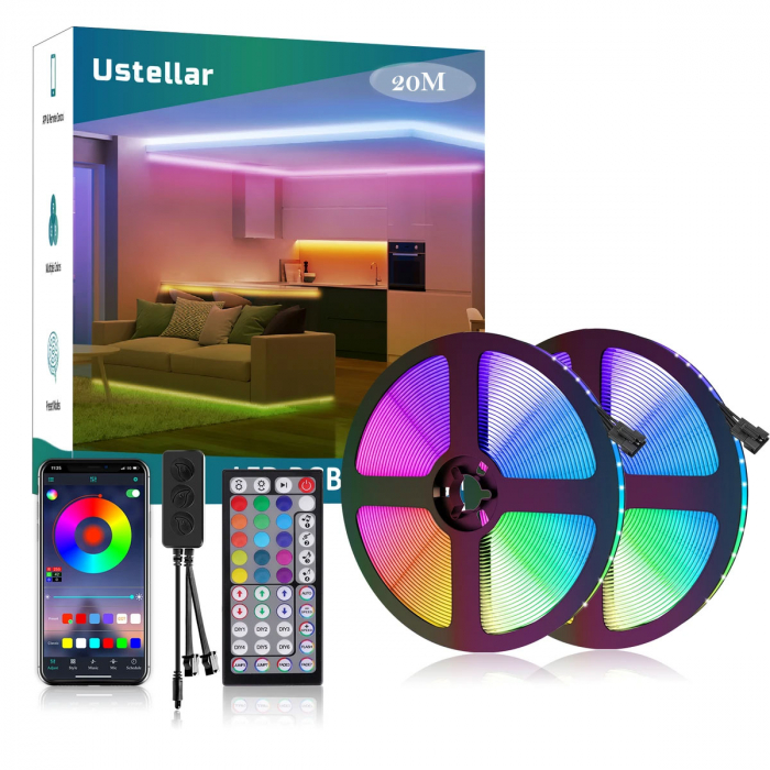 Banda-LED-Ustellar-20m-RGB-Sincronizare-Muzica-Bluetooth-Telecomanda-22.jpg Banda LED Ustellar 20m RGB, Sincronizare Muzica, Bluetooth, Telecomanda - imagine 1