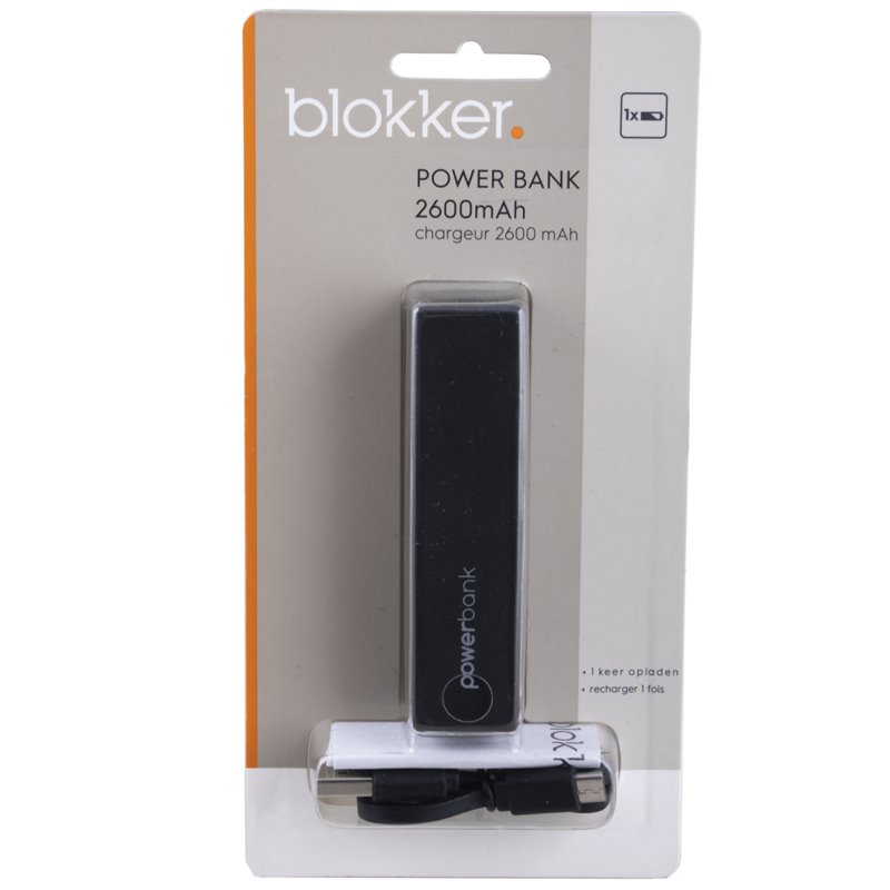 Baterie externa Blokker 2600 mah 3.7 v 1 port usb negru 3
