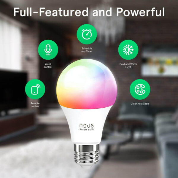 Bec LED RGB Smart NOUS P3, E27, Control din aplicatie - imagine 6