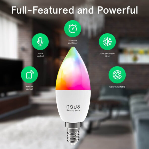 Bec LED RGB Smart WiFi NOUS P4, E14, Control din aplicatie - imagine 2
