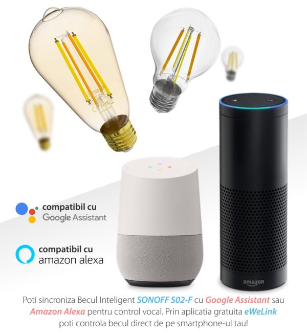 Bec Smart cu Filament Vintage Sonoff B02-F-A60, 7W, 806 LM, E27, Dimmer, Control aplicatie, compatibil  Amazon Alexa si Google Assistant - imagine 5