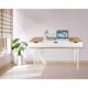 Birou calculator, Jumi, placa MDF, otel, cu sertar, compartimente interioare, alb si natur, 120x60x77 cm - imagine 4