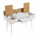 Birou calculator, Jumi, placa MDF, otel, cu sertar, compartimente interioare, alb si natur, 120x60x77 cm - imagine 2