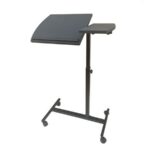 Stand mobil laptop, inaltime si unghi de inclinare reglabile, cadru metalic, negru