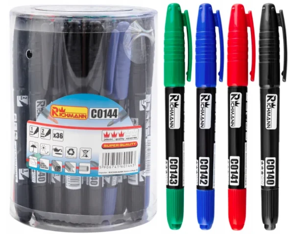Marker permanent subtire, 2 capete, 4 culori, (set 36 buc), RICHMANN - imagine 7