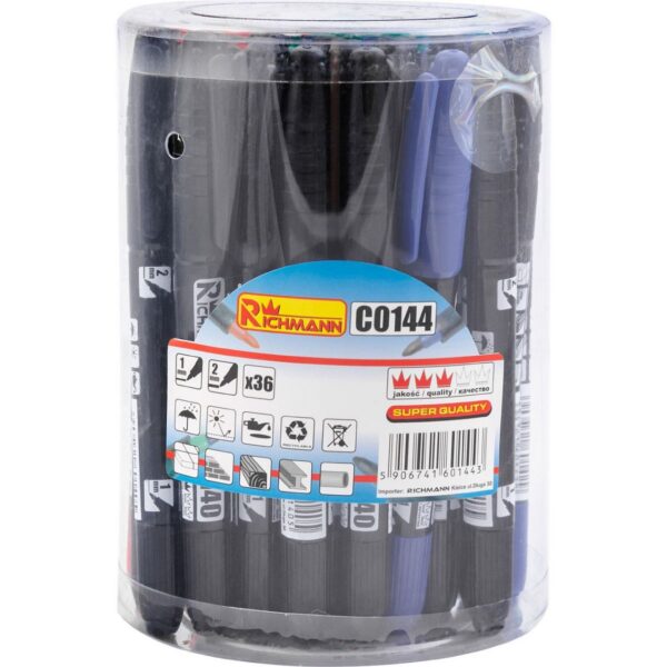 Marker permanent subtire, 2 capete, 4 culori, (set 36 buc), RICHMANN - imagine 6