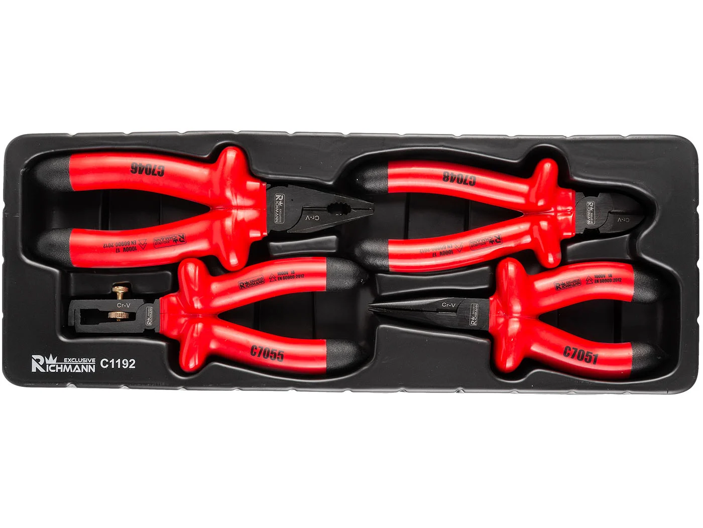 Set clesti izolati, sertar TIP A (385x150 mm) pentru dulap mobil, 1000V, 160-180 mm, 4 buc, RICHMANN EXCLUSIVE 2 Set clesti izolati, sertar TIP A (385x150 mm) pentru dulap mobil, 1000V, 160-180 mm, 4 buc, RICHMANN EXCLUSIVE