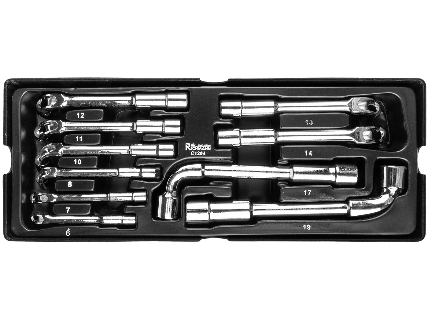 Set chei tubulare TIP L, sertar TIP A (385x150 mm) pentru dulap mobil, 6-19 mm, 10 buc, RICHMANN EXCLUSIVE 1 Set chei tubulare TIP L, sertar TIP A (385x150 mm) pentru dulap mobil, 6-19 mm, 10 buc, RICHMANN EXCLUSIVE