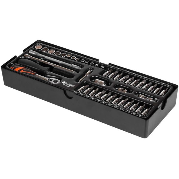 Set capete diverse cu cheie, sertar TIP A (385x150 mm) pentru dulap mobil, 1/4", 4-14 mm, 44 elemente, RICHMANN EXCLUSIVE - imagine 2