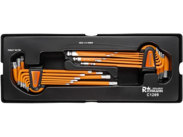Set chei HEX si TORX, sertar TIP A (385x150 mm) pentru dulap mobil, 1.5-10 mm, T10-T50, 18 buc, RICHMANN EXCLUSIVE - imagine 6