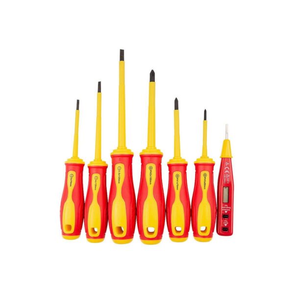 Set surubelnite izolate, late si cruce, cu creion de faza, sertar TIP A (385x150 mm) pentru dulap mobil, PH0-2, 3-5.5 mm, 60-125 mm, 7 elemente, RICHMANN EXCLUSIVE - imagine 3