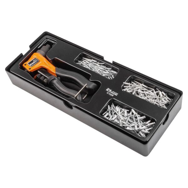 Cleste nituri, sertar TIP A (385x150 mm) pentru dulap mobil, 3.2, 4, 4.8 x 11 mm, 1 buc cleste + rezerve nituri (150 buc/3 dimensiuni), RICHMANN EXCLUSIVE - imagine 2