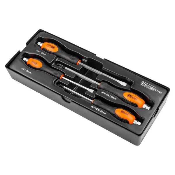 Set surubelnite de impact, late si cruce, sertar TIP A (385x150 mm) pentru dulap mobil, PH2-3, 6-8 mm, 125-150 mm, 4 buc, RICHMANN - imagine 2