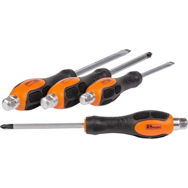 Set surubelnite de impact, late si cruce, sertar TIP A (385x150 mm) pentru dulap mobil, PH2-3, 6-8 mm, 125-150 mm, 4 buc, RICHMANN - imagine 3