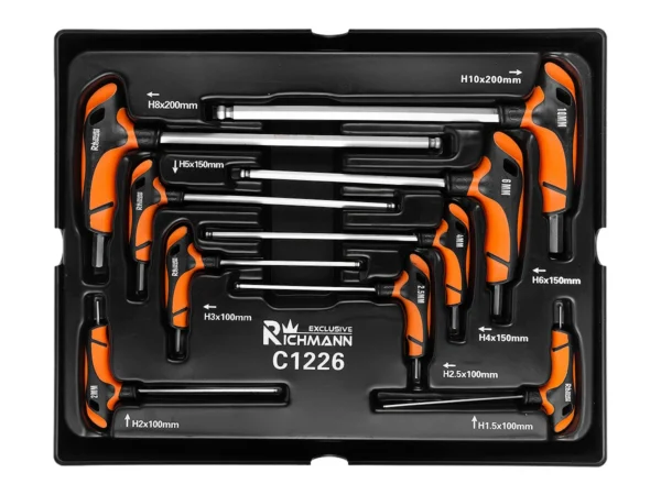 Set chei HEX cu maner TIP T, sertar TIP B (385x290 mm) pentru dulap mobil, 1.5-10 mm, 9 buc, RICHMANN EXCLUSIVE - imagine 6