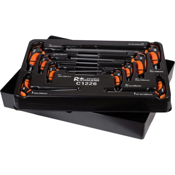 Set chei HEX cu maner TIP T, sertar TIP B (385x290 mm) pentru dulap mobil, 1.5-10 mm, 9 buc, RICHMANN EXCLUSIVE - imagine 4