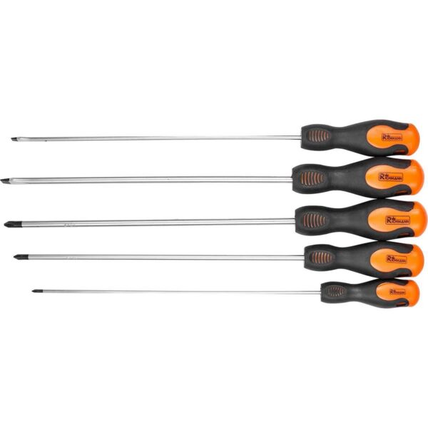 Set surubelnite lungi, late si cruce, sertar TIP A (385x150 mm) pentru dulap mobil, PH0-2, 4-6 mm, 250 mm, 5 buc, RICHMANN - imagine 3