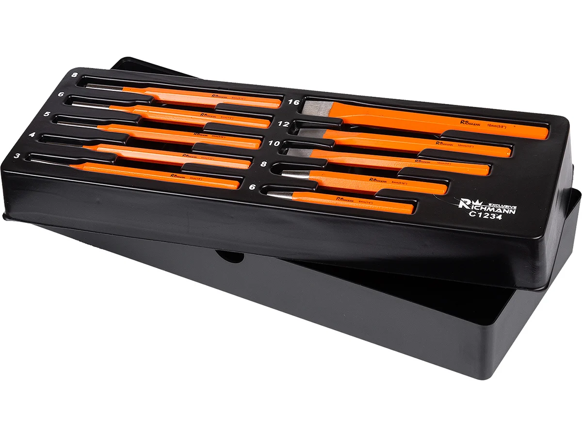 Set dalti si punctatoare diverse marimi, sertar TIP A (385x150 mm) pentru dulap mobil, 10 elemente, RICHMANN EXCLUSIVE 2 Set dalti si punctatoare diverse marimi, sertar TIP A (385x150 mm) pentru dulap mobil, 10 elemente, RICHMANN EXCLUSIVE
