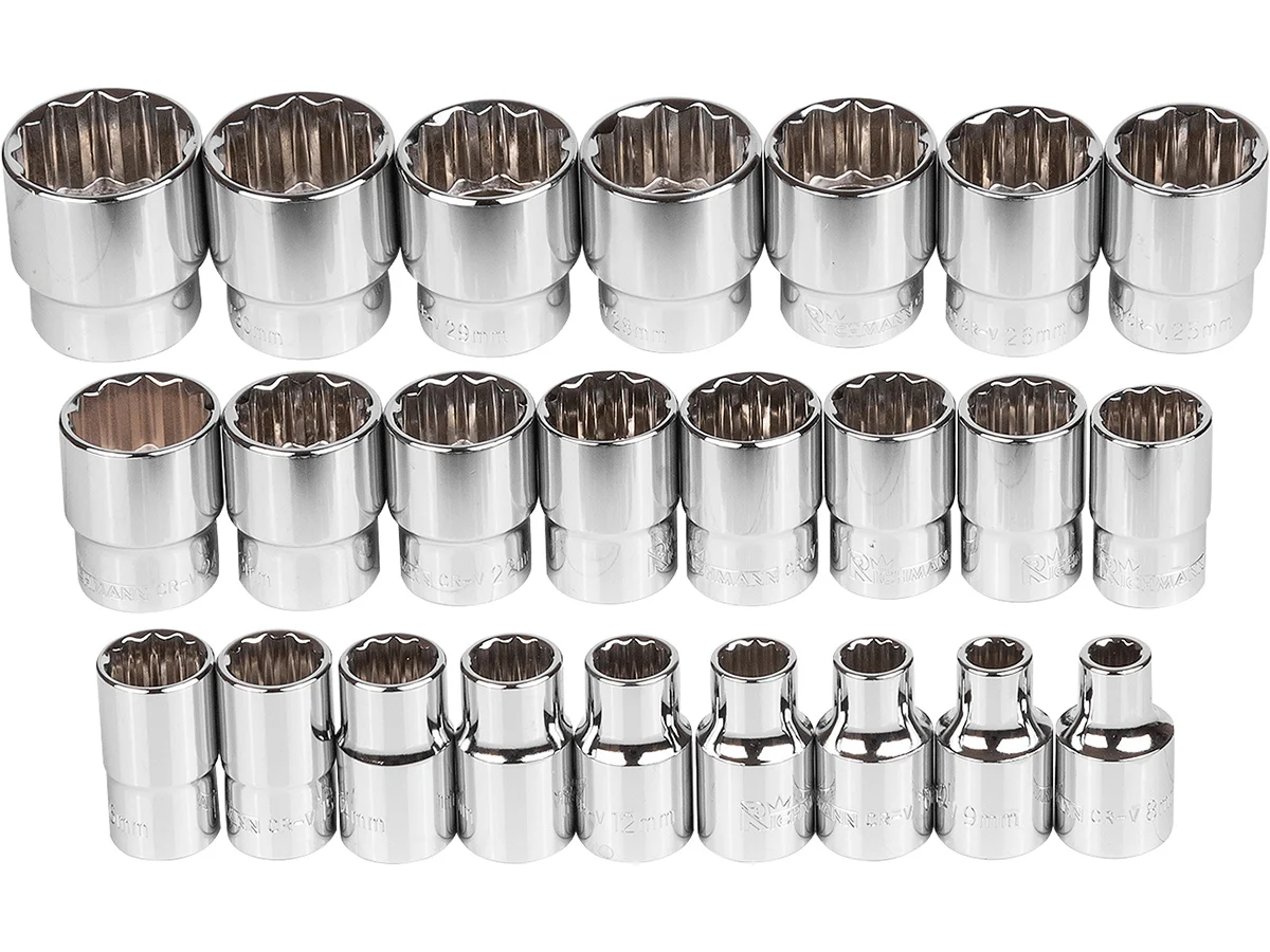 Set capete tubulare, sertar TIP A (385x150 mm) pentru dulap mobil, 1/2", 8-32 mm, 24 buc, RICHMANN EXCLUSIVE 1 Set capete tubulare, sertar TIP A (385x150 mm) pentru dulap mobil, 1/2", 8-32 mm, 24 buc, RICHMANN EXCLUSIVE