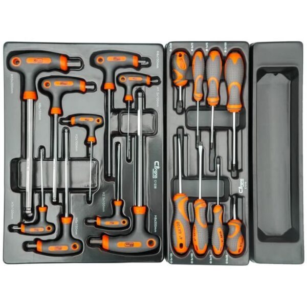 Dulap mobil pentru unelte, 10 sertare, 725x927x465 mm, contine 25 seturi de unelte, 386 elemente, RICHMANN EXCLUSIVE - imagine 8