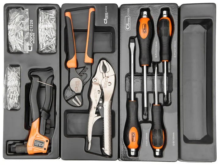 Dulap mobil pentru unelte, 10 sertare, 725x927x465 mm, contine 25 seturi de unelte, 386 elemente, RICHMANN EXCLUSIVE 9 Dulap mobil pentru unelte, 10 sertare, 725x927x465 mm, contine 25 seturi de unelte, 386 elemente, RICHMANN EXCLUSIVE