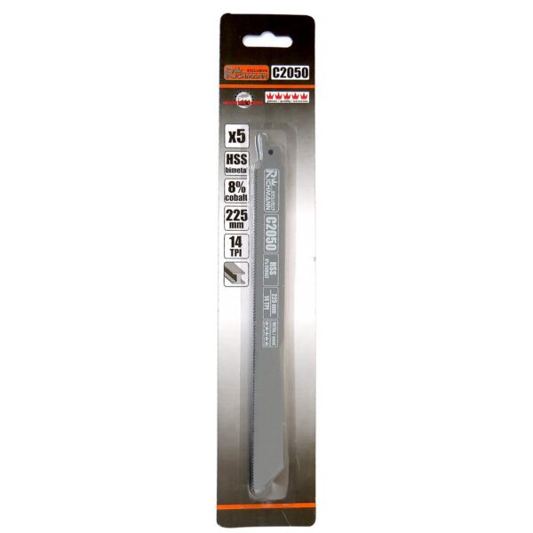 Panza, lama, fierastrau tip sabie, pentru metal, HSS-Cobalt, 14 TPI, set 5 buc, 225 mm, Richmann - imagine 2