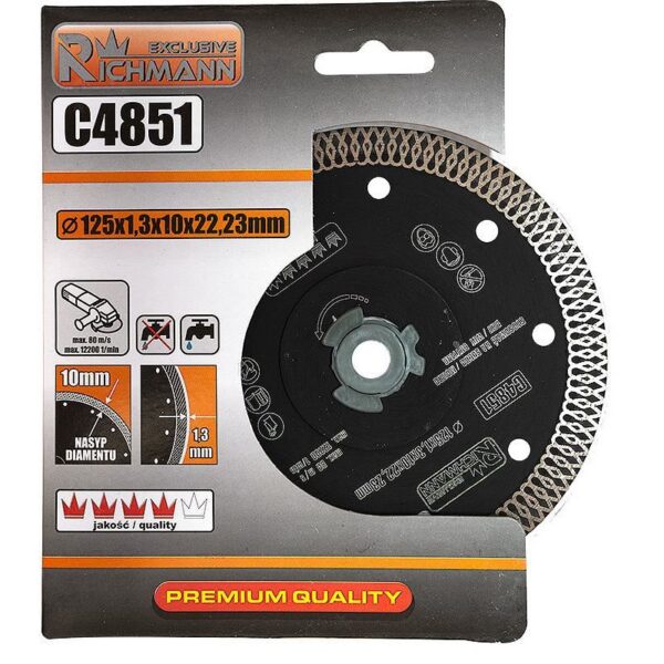Disc diamantat turbo subtire, ceramica, taiere umeda si uscata, 125 mm/22.23 mm, Richmann Exclusive - imagine 5