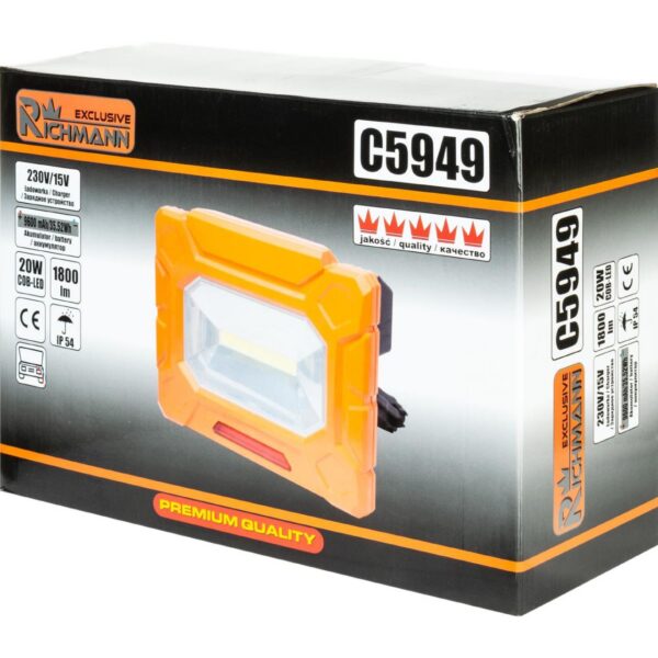 Proiector lucru, LED COB, 20 W, 1800 lm, 2xUSB, IP54, Richmann Exclusive - imagine 5