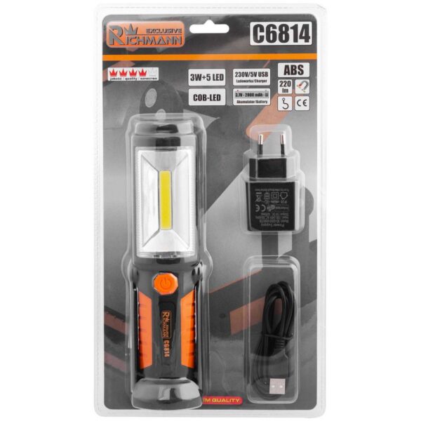 Lanterna lucru, LED COB, 3 W, 220 lm, USB, Richmann Exclusive - imagine 3