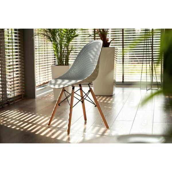 Scaun stil scandinav, PP, lemn, gri, 45x56x77 cm, Cava - imagine 10