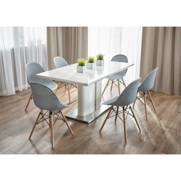 Scaun stil scandinav, PP, lemn, gri, 45x56x77 cm, Cava - imagine 11