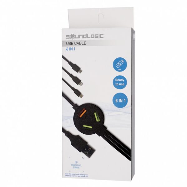 Cablu de incarcare 6-1, Soundlogic, pentru iOS sau Android, negru - imagine 5