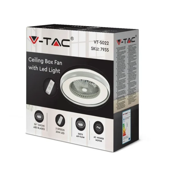 Candelabru cu ventilator 45W, LED 35W 3000lm, telecomanda, lumina rece-neutra-calda, Gri, V-TAC - imagine 5