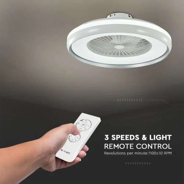 Candelabru cu ventilator 45W, LED 35W 3000lm, telecomanda, lumina rece-neutra-calda, Gri, V-TAC - imagine 9