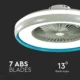 Candelabru cu ventilator 45W, LED 35W 3000lm, telecomanda, lumina rece-neutra-calda, Albastru, V-TAC - imagine 7