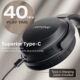 Casti audio Mpow H12 IPO, Active Noise Canceling, Bluetooth 5.0, USB-C, Bas puternic, Microfon CVC8.0, Autonomie 40 ore, True Wireless - imagine 5