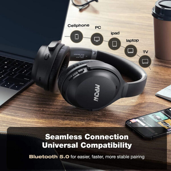 Casti audio Mpow H12 IPO, Active Noise Canceling, Bluetooth 5.0, USB-C, Bas puternic, Microfon CVC8.0, Autonomie 40 ore, True Wireless - imagine 8