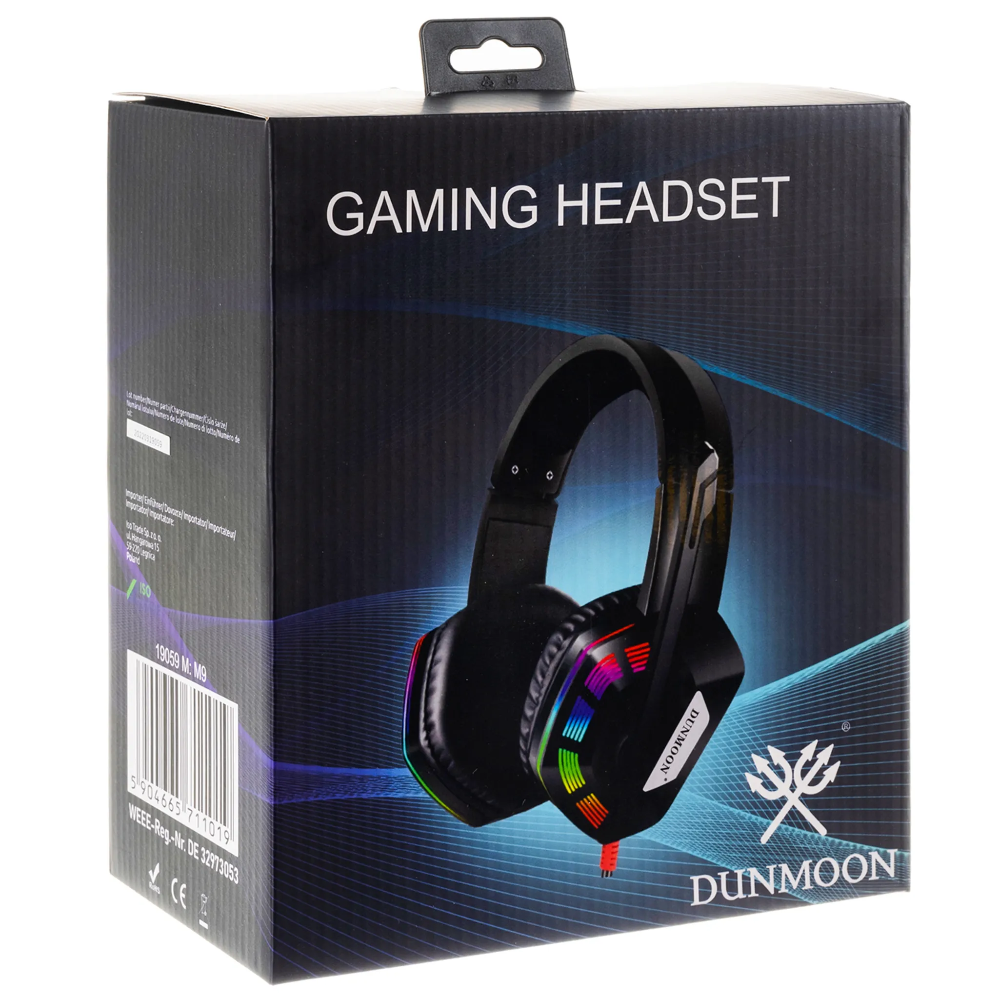 Casti gaming Dunmoon High Tech cu fir iluminare RGB sunet clar microfon ajustabil negru 4