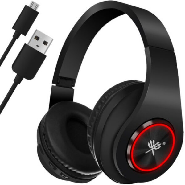 Casti gaming Dunmoon High Tech fara fir, Bluetooth 5.0, sunet clar, RGB backlight, Noise cancelling, microfon ajustabil, negru - imagine 1