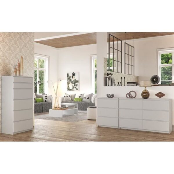 Comoda, placa laminata, 6 sertare, alb, 120x40x77 cm - imagine 5