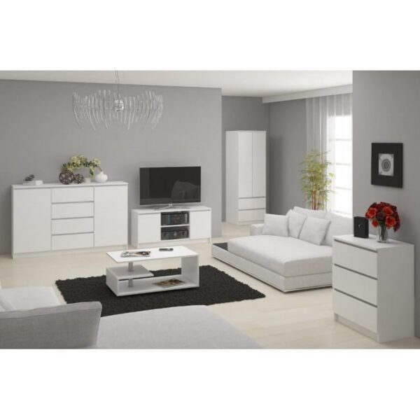 Comoda, placa laminata, 6 sertare, alb, 120x40x77 cm - imagine 4