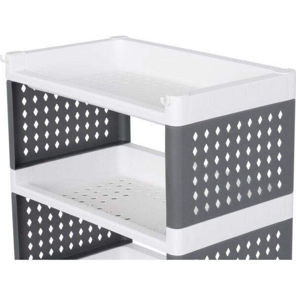 Comoda/raft plastic, MagicHome, pe roti, 5 polite, gri si alb, max 25 kg, 49x29x97 cm - imagine 2