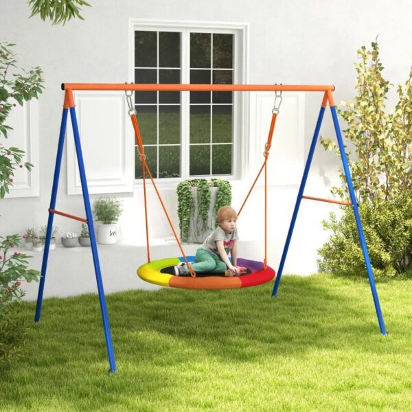 Complex de joaca, leagan tip cuib de barza, multicolor, 196x172x180 cm - imagine 10