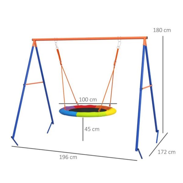 Complex de joaca, leagan tip cuib de barza, multicolor, 196x172x180 cm - imagine 9